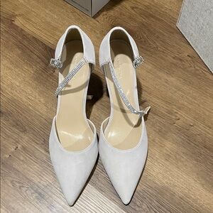 Ann Taylor pinkish-gray Heels with Rhinestone Strap